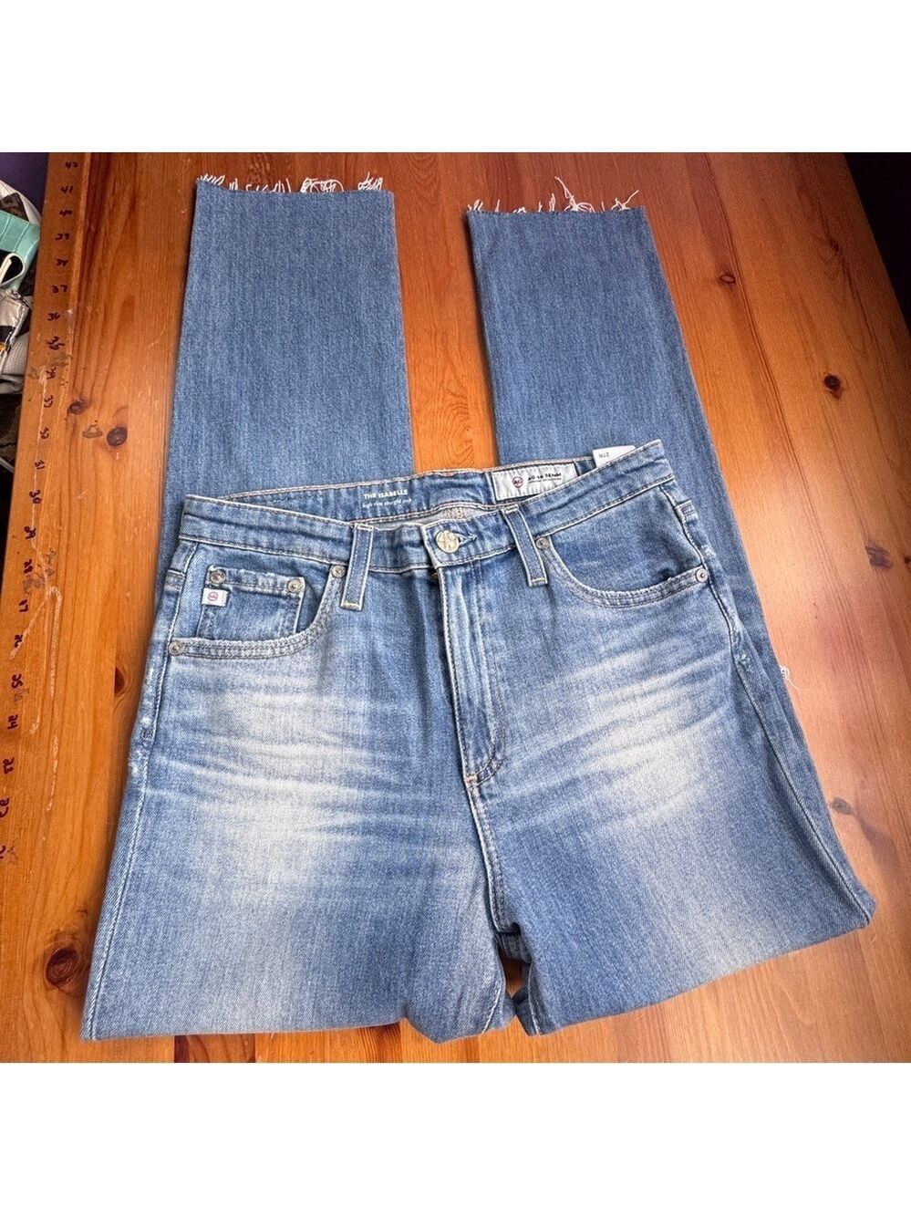 AG Adriano Goldschmied the Isabelle high rise straight cropped jeans size 27r - Picture 9 of 14